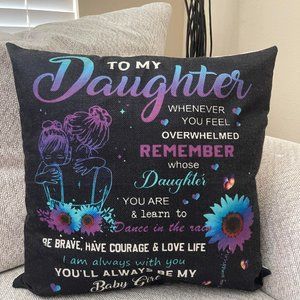 To My Daughter Gifts Pillow Cover Gift from Mom, 18x18in, Cushion Case
